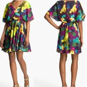 Alice + Olivia Kyra Abstract Print Silk Dress